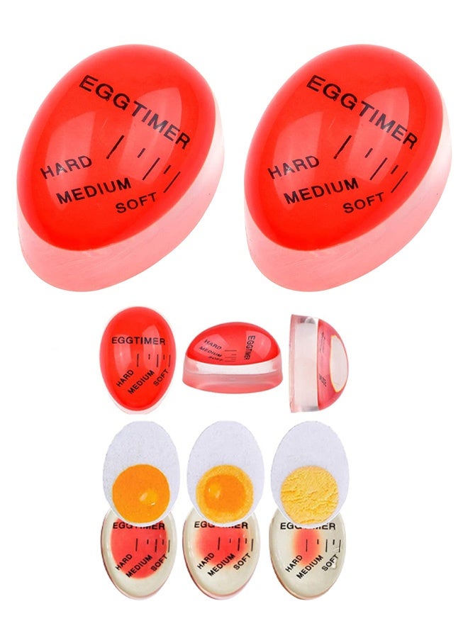 2 PCS Egg Timer Heat Sensitive Egg Shaped Boiler Timer Egg Cooker Perfect Gadget Colour Changing Indicator For Soft Medium Hard Boiled Eggs Safe Kitchen Aid Tool Gift Cooking Breakfast Home Use - Image 1